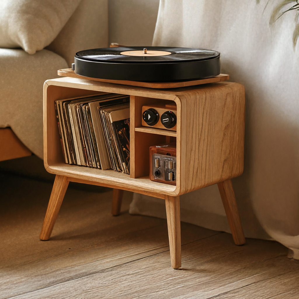 Classic Record Player Stand For Living Room, Bedroom, Office
