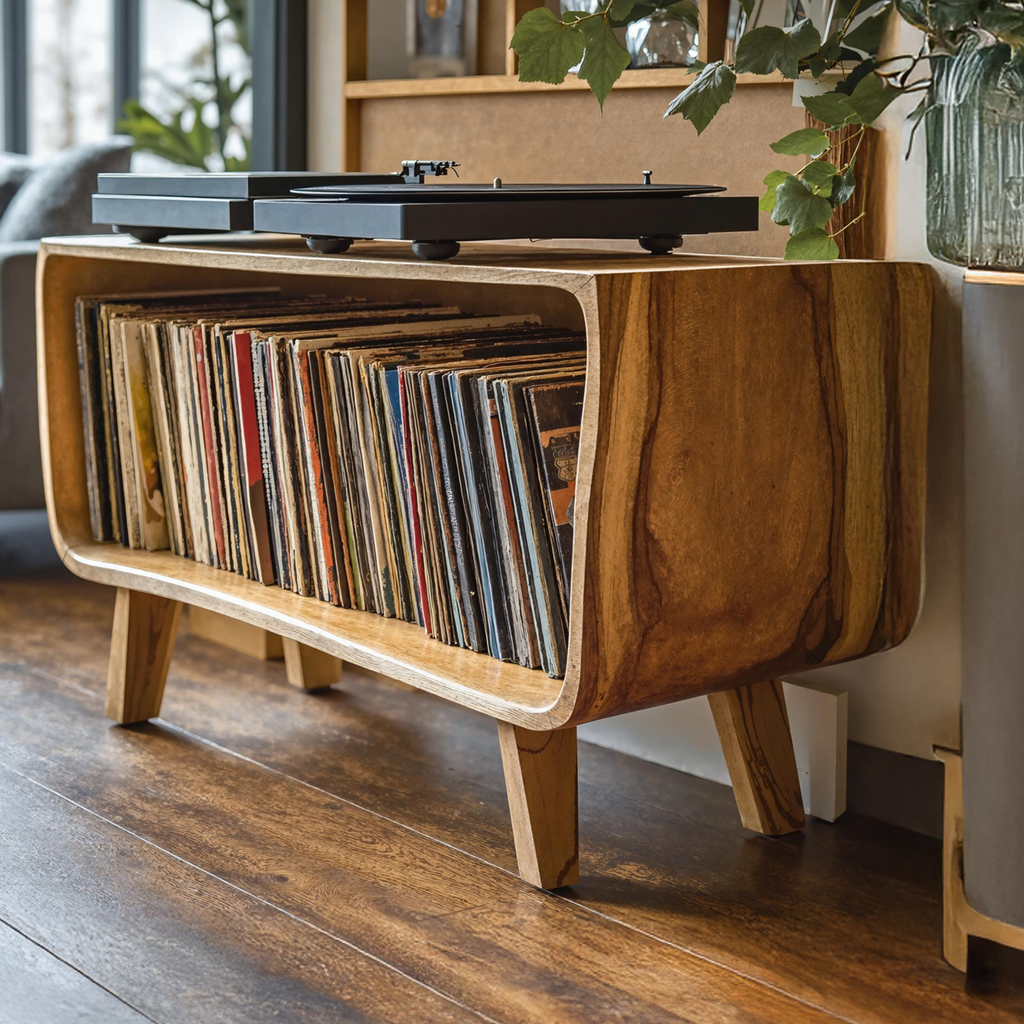 Elegant Record Player Stand For Living Room, Bedroom, Office