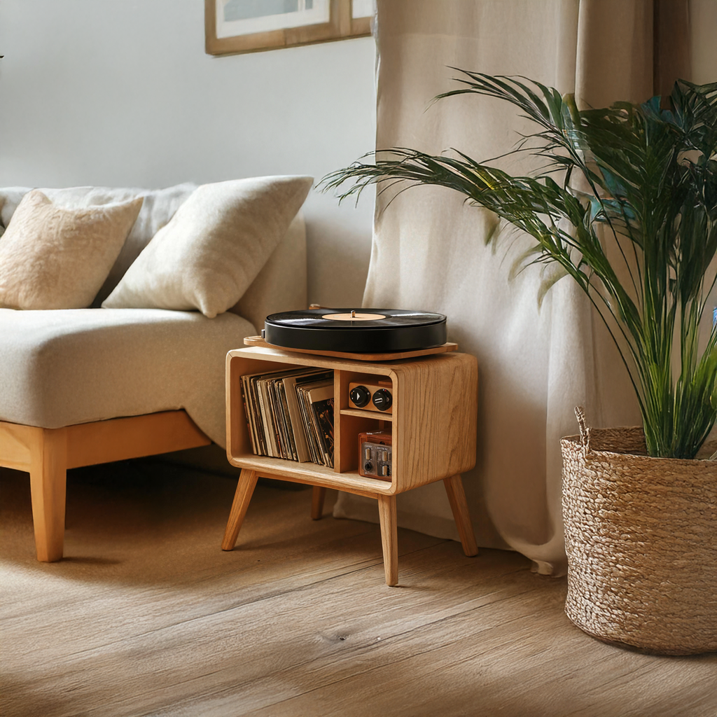 Classic Record Player Stand For Living Room, Bedroom, Office