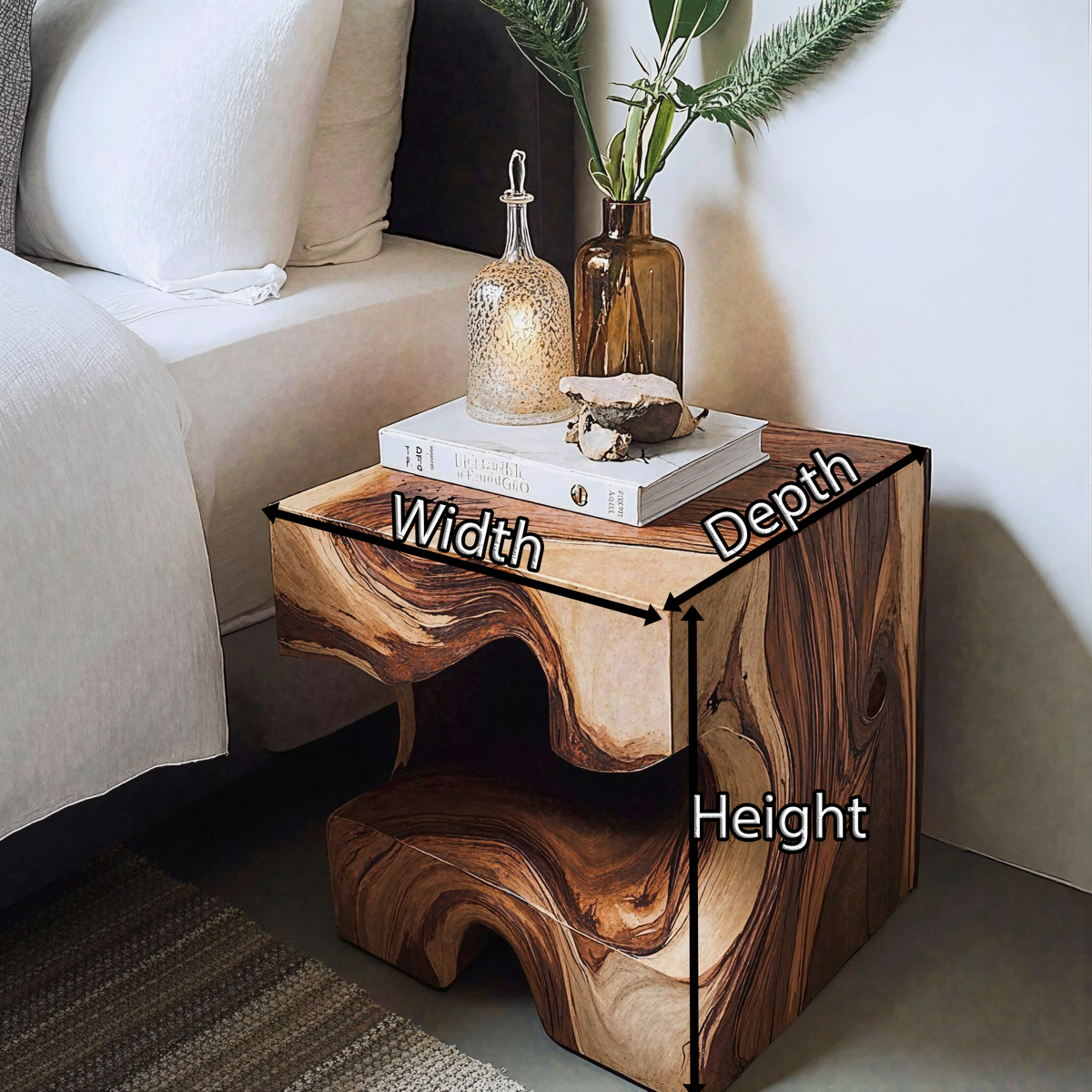Live Edge End Table Rustic End Table For Bedroom