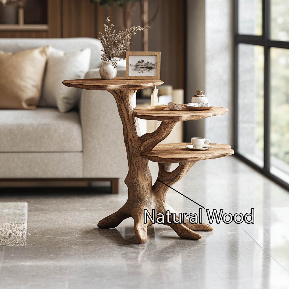 Handcrafted Solid Wood End Table Modern Living