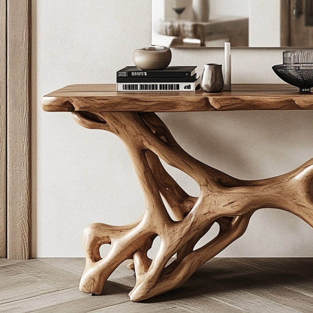 Handcrafted Console Table, Rustic Modern Solid Wood Sofa Table