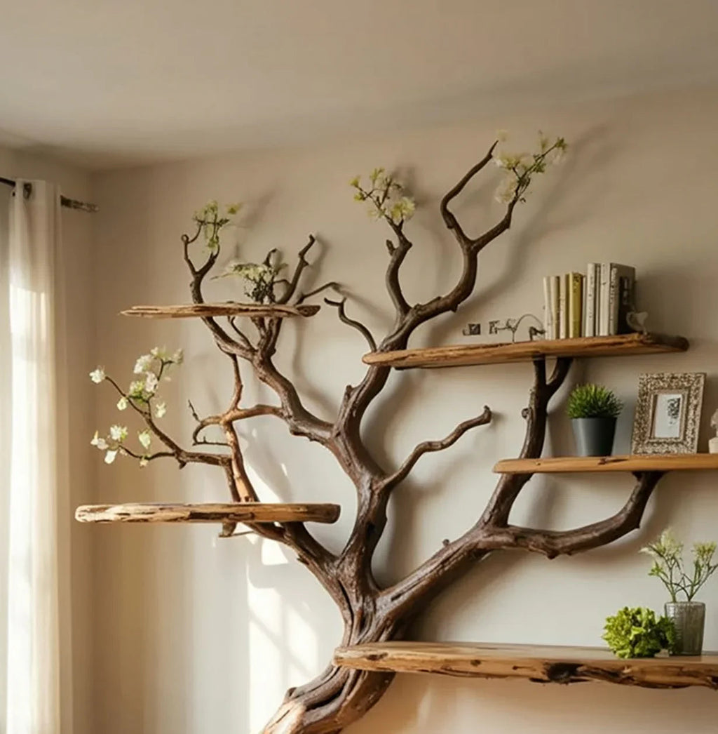 Handcrafted Tree Branch Bookshelf