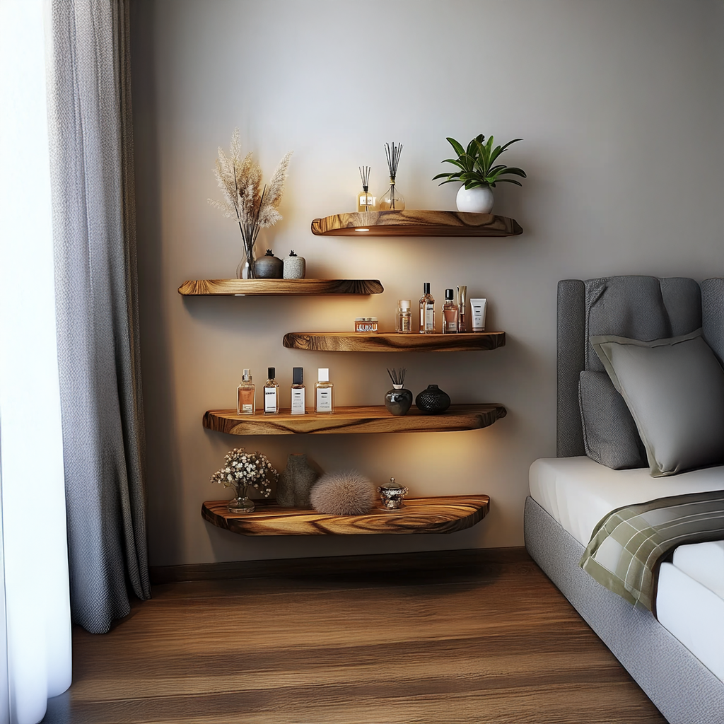 Floating Wall Shelves Custom Solid Wood Decor Living Room Gift Sets