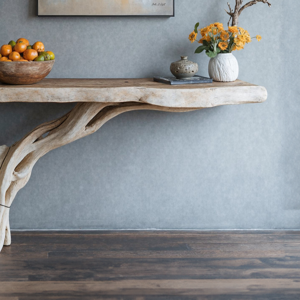 Floating Edge Console Table Handcraft Table Decor