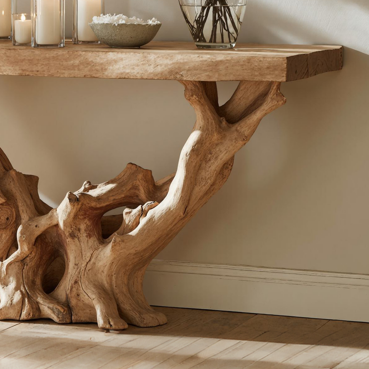 Farmhouse Console Table, Solid Wood Entryway Table for Holiday Decor