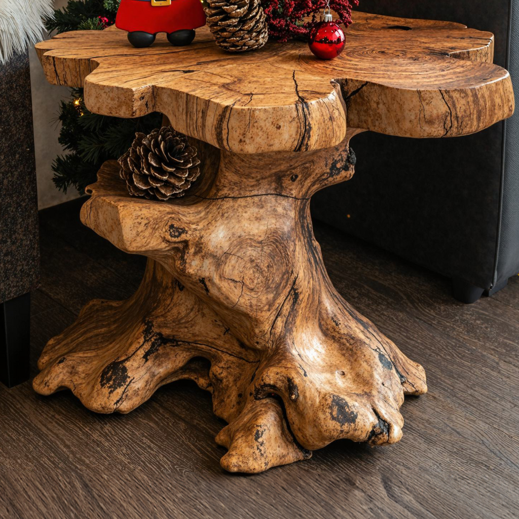 Handcrafted Live Edge End Table Christmas Decor