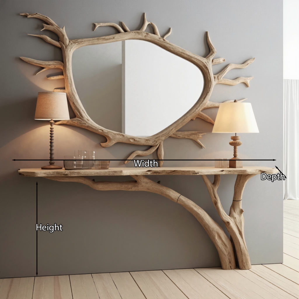 Curved Edge Console Table Handcrafted Entry Table