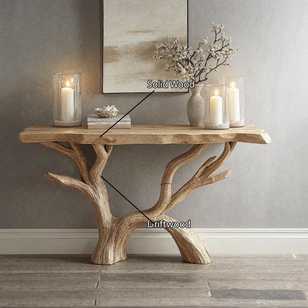 Entryway Console Table, Rustic Solid Wood Hallway Accent