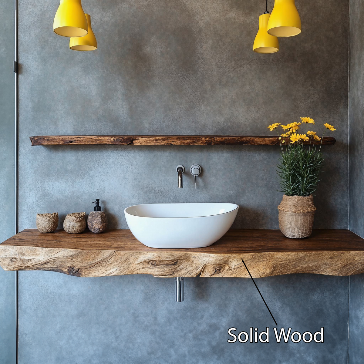 Wooden Vanity Countertop, Bespoke Solid Wood Bathroom Sink Shelf