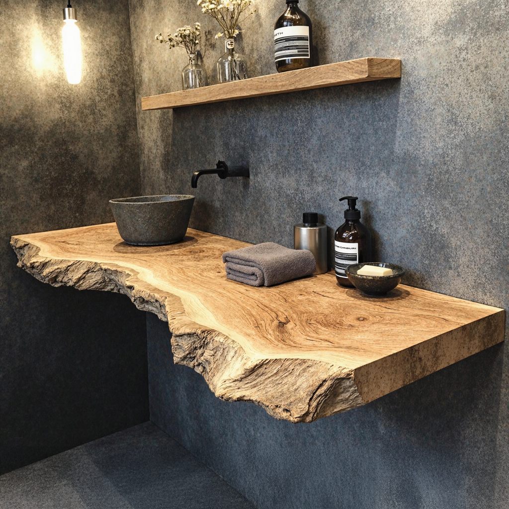 Bathroom Vanity Floating Shelf With Elegant Wooden Finish
