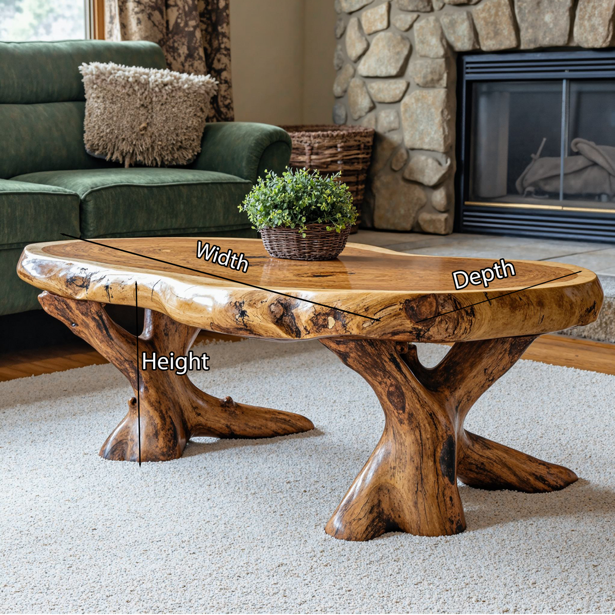 Wood Coffee Table for Living Room, Natural Grain Centerpiece Table