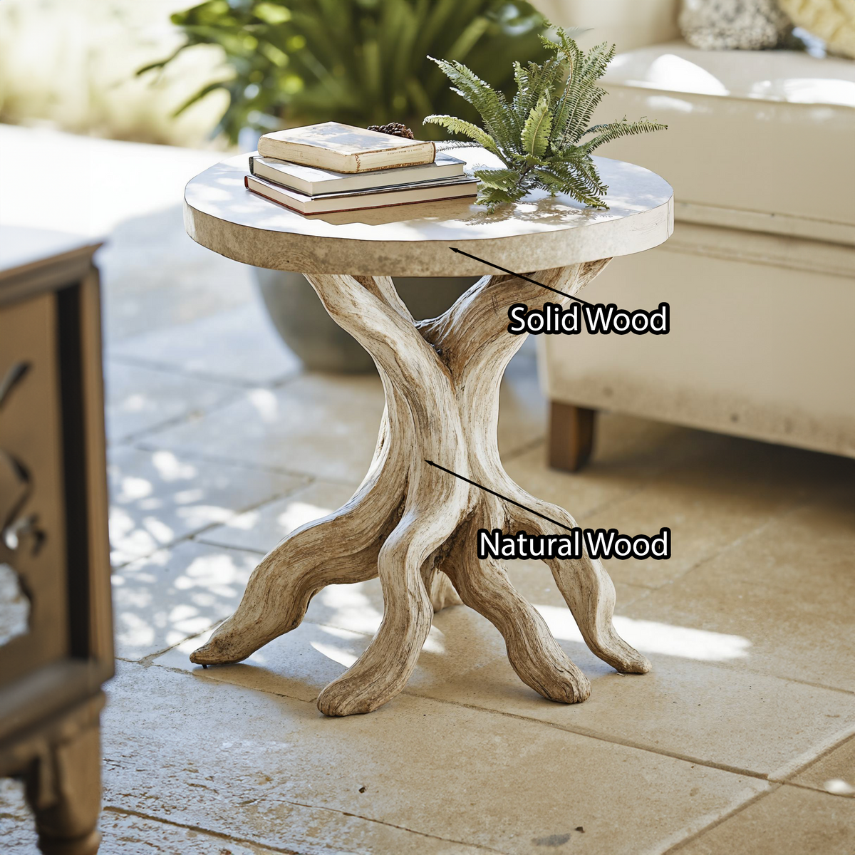 Live Edge End Table, Farmhouse Natural Wood Accent Table