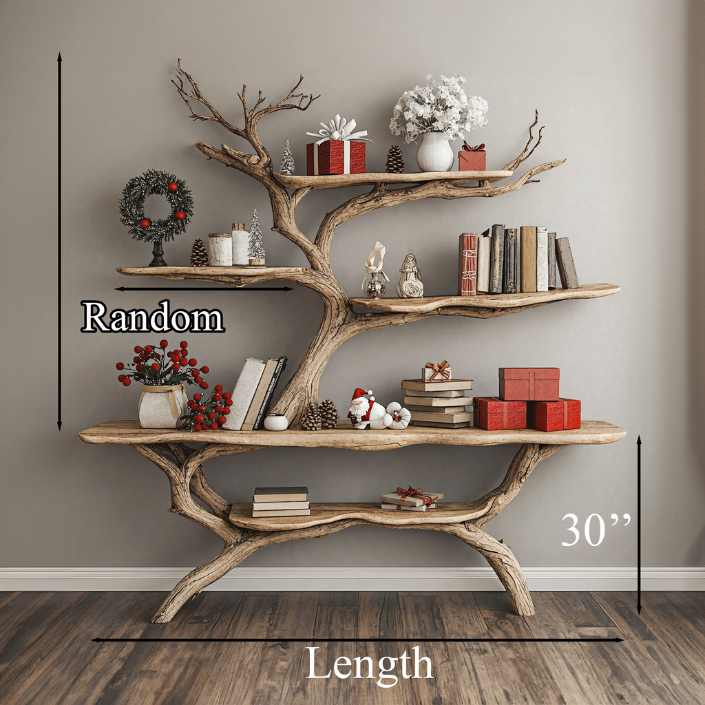 Custom Console Table With Driftwood Bookcase Tree Bookshelf