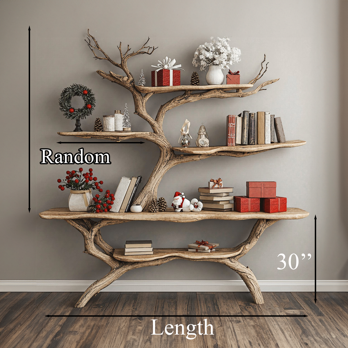 Custom Console Table With Driftwood Bookcase Tree Bookshelf