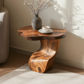 Wood End Table, Modern Round Side Table for Sofa and Bedside