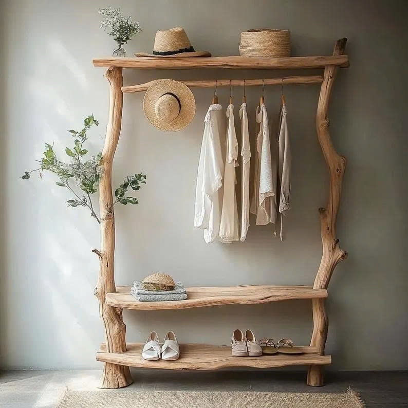Handmade Wooden Tree Branch Coat Rack Home Decor Gift