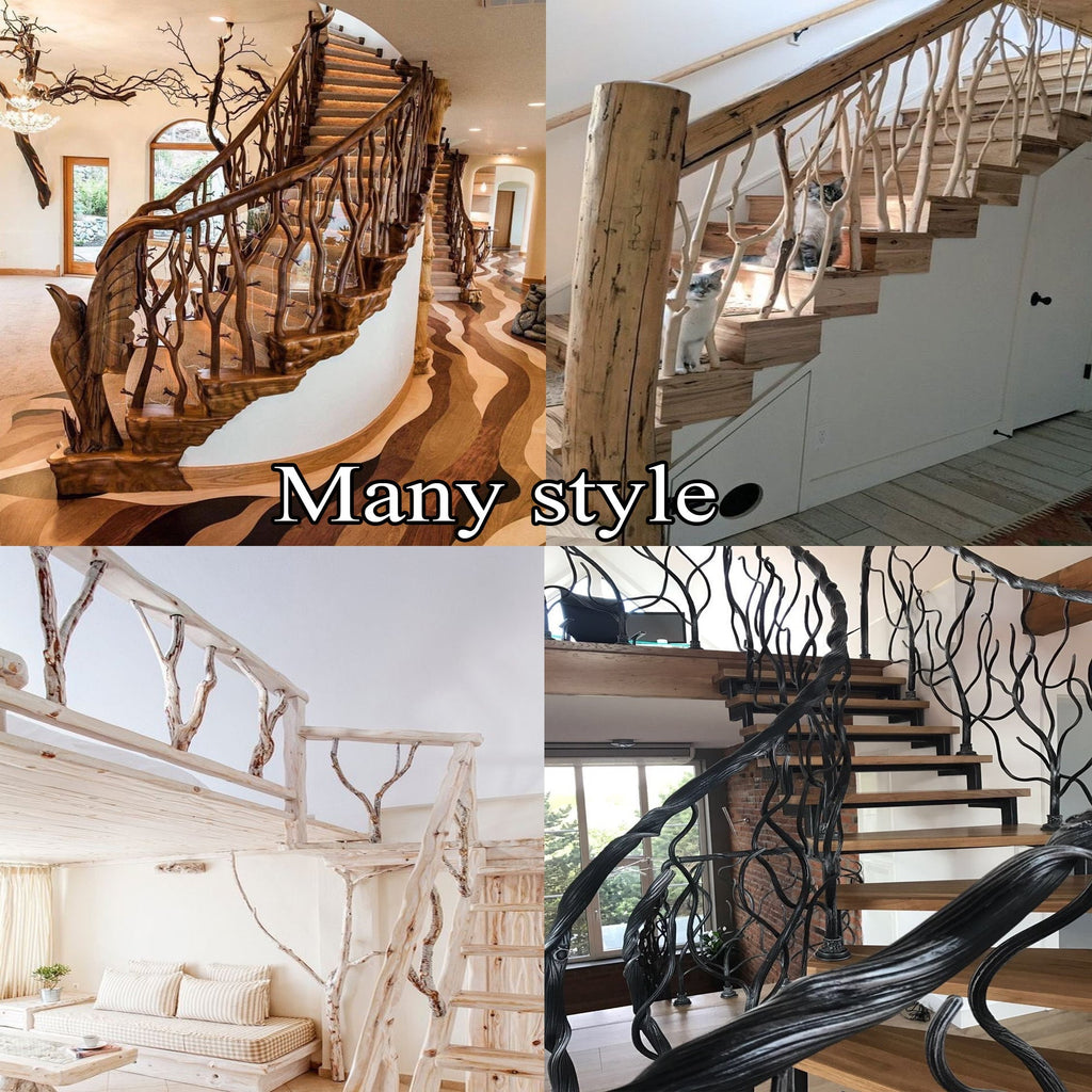 Elegant Wooden Branch And Leaf Stair Railing Custom Stair Railing Country Style