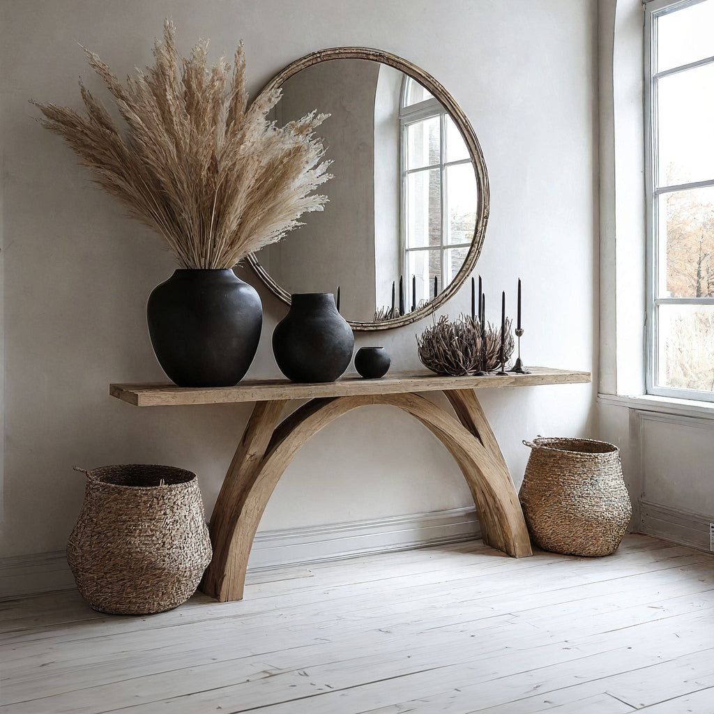 Wood Entryway Table, Slim Solid Wood Console for Hallways