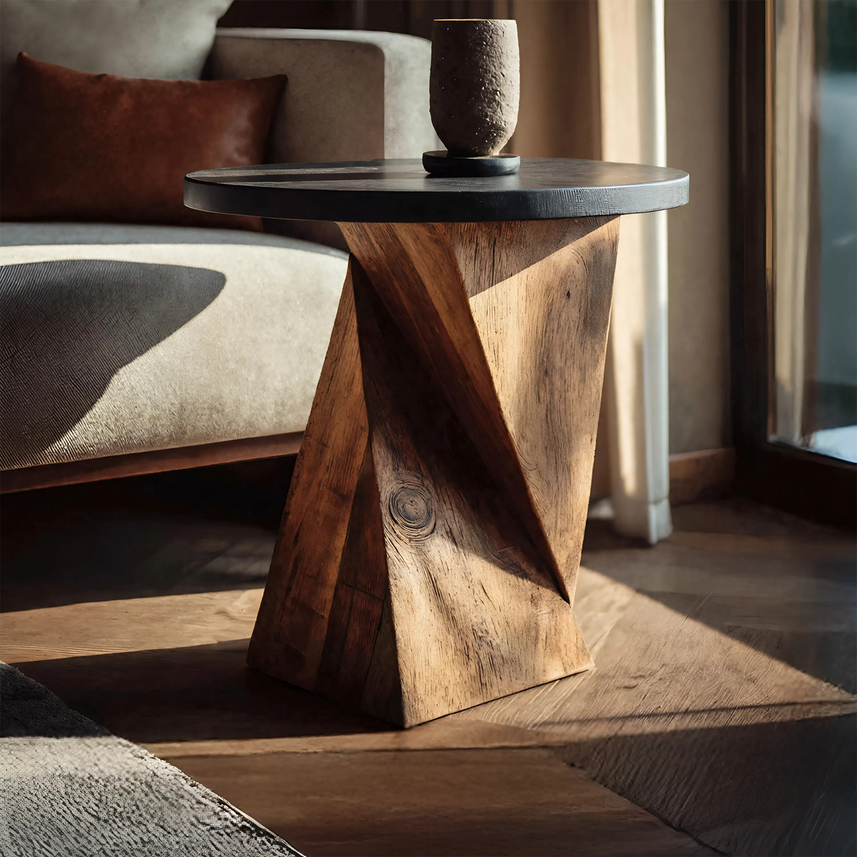 Farmhouse Solid Wood End Table, Rustic Side Bedside Table Nightstand with Storage Shelf for Cozy Bedroom & Living Room Accent