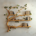 Tree Bookcase Wall Mounted, Mid Century Wood Branch Bookshelf