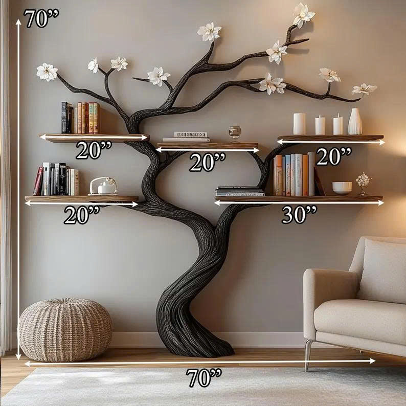 Custom Tree Bookcase Handcrafted Decor Room Gift For Her