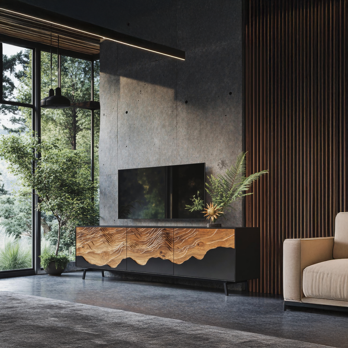 Handcrafted TV Console Table For Living Room