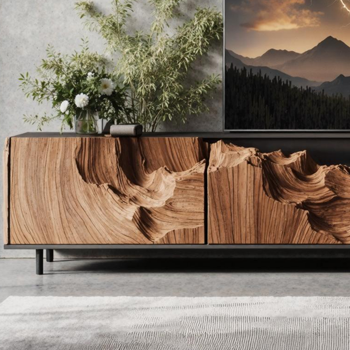Farmhouse Rustic TV Cabinet For Cozy Living Room