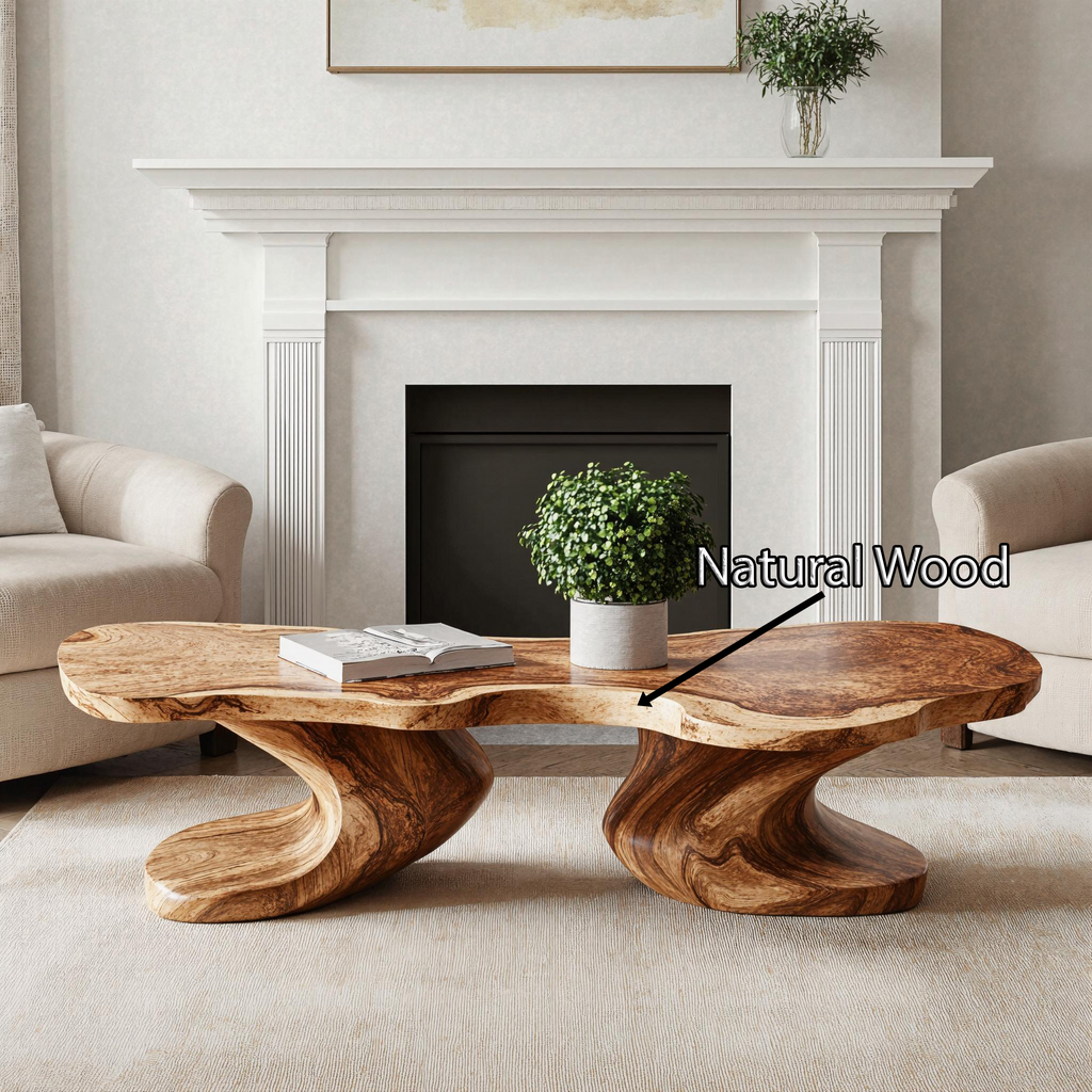 Farmhouse Natural Wood Coffee Table Antique Look