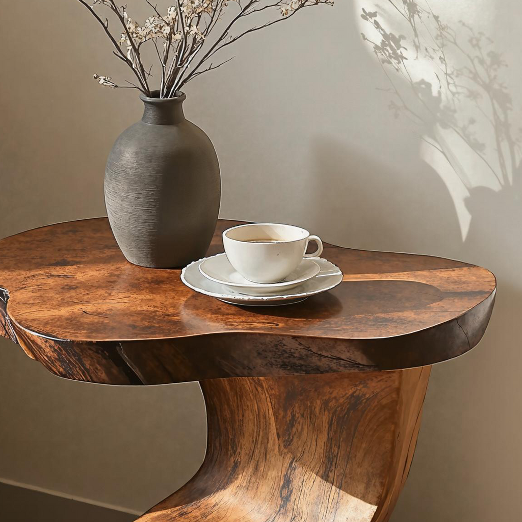 Wood End Table, Modern Round Side Table for Sofa and Bedside
