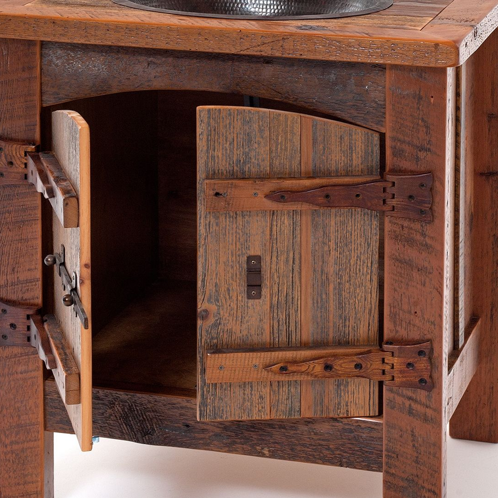 Bathroom Sink Vanity Table, Mid Century Live Edge Wood Cabinet