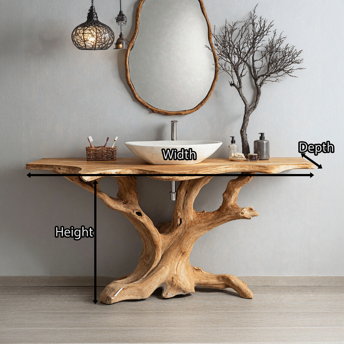 Reclaimed Wood Bathroom Vanity, Custom Live Edge Farmhouse Style