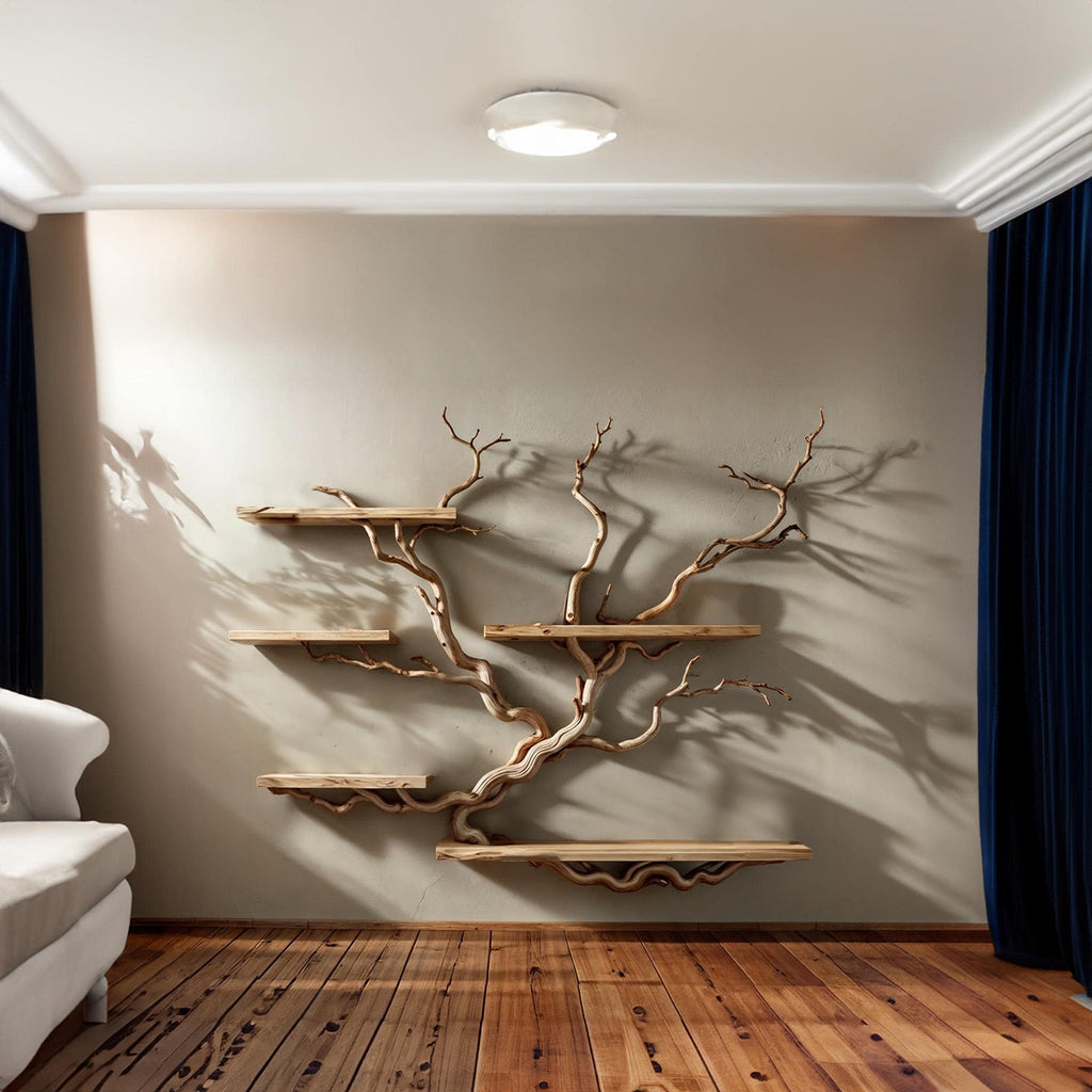 Tree Bookshelf Driftwood Branch Floating Corner Shelves Wall Mount