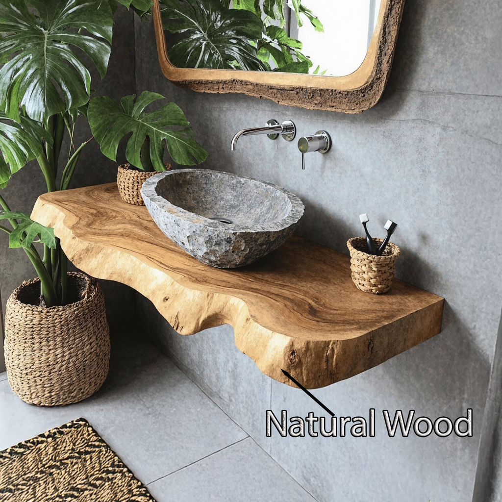 Floating Bathroom Vanity, Farmhouse Wooden Wall-Mounted Sink Shelf