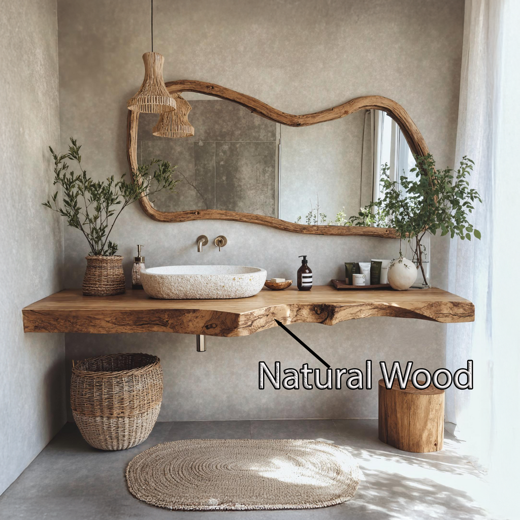 Solid Wood Vanity Top, Vintage Floating Shelf for Modern Bathrooms