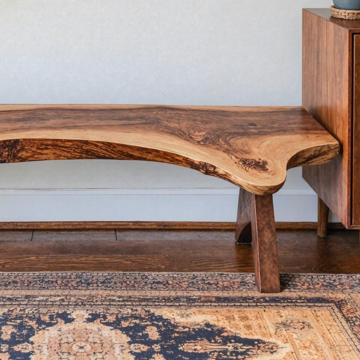 Handcrafted Wood Bench, Rustic Living Room and Foyer Seat