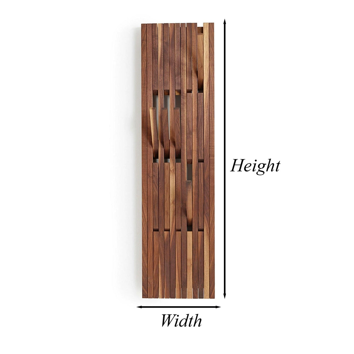Piano Coat Rack, Wall Mount Oak and Walnut Coat Hooks for Hallway