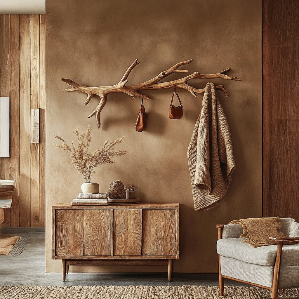 Wall Mounted Coat Rack, Driftwood Branch Hanger for Entryway