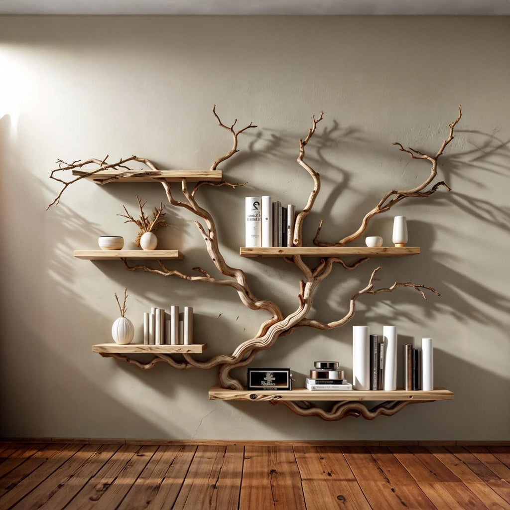 Tree Bookshelf Driftwood Branch Floating Corner Shelves Wall Mount