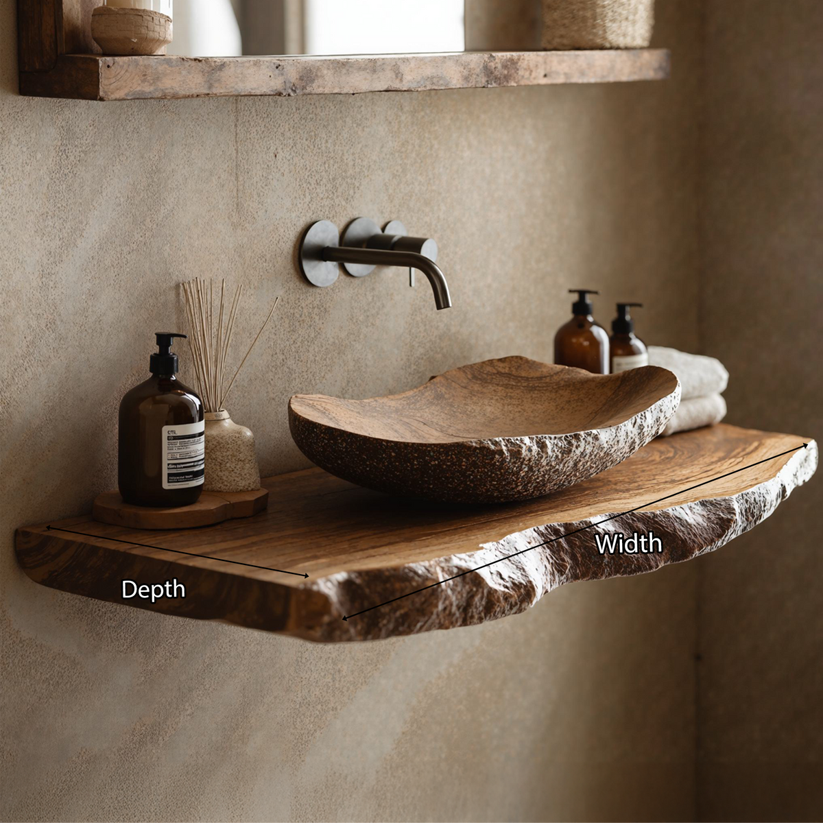 Live Edge Bathroom Vanity Shelf