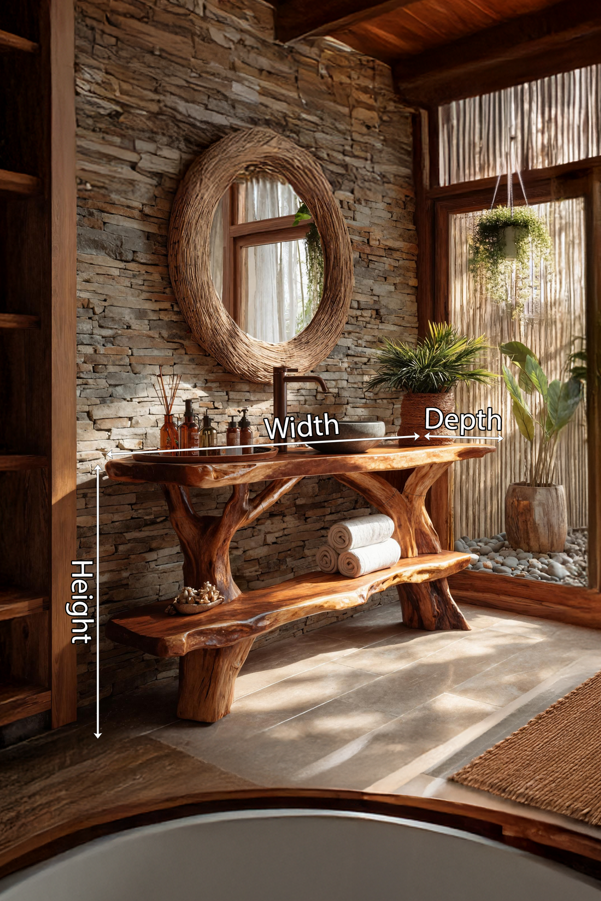 Handcrafted Solid Wood Vanity For Stylish Bathroom Furniture Design