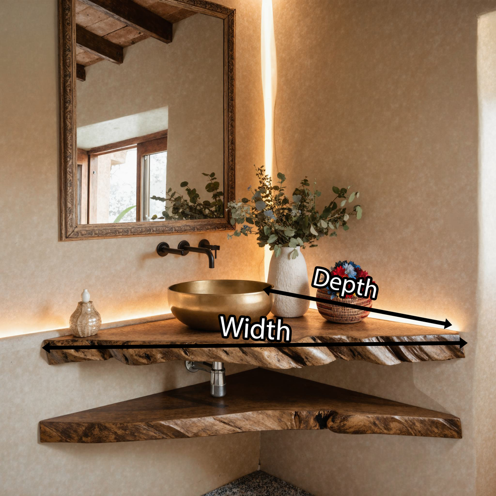 Handcrafted Bathroom Corner Vanity Shelf