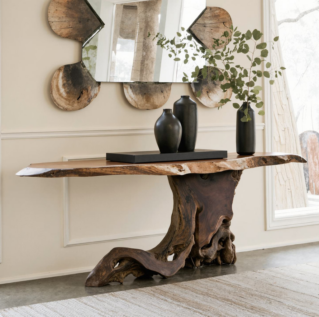 Cantilevered Console Table, Modern Solid Wood Entryway Accent