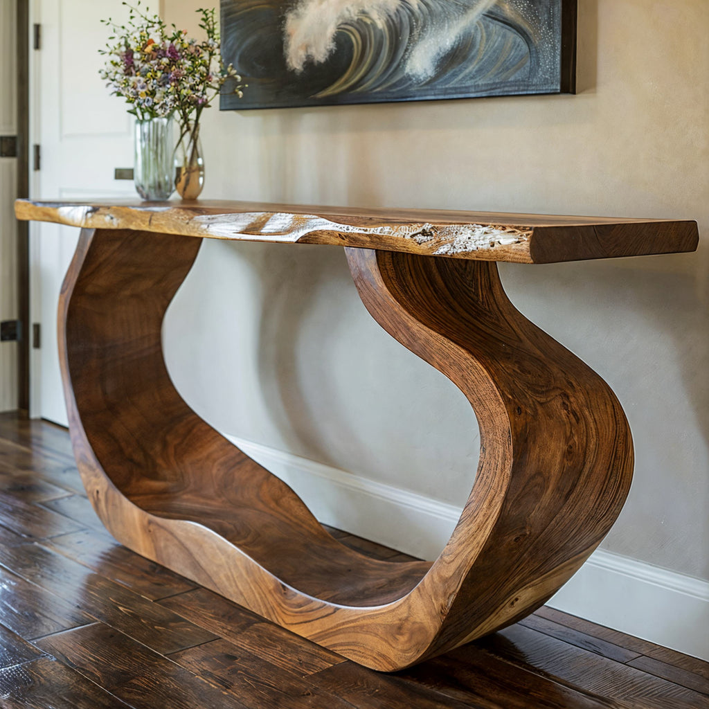 Entryway Table, Handcrafted Natural Wood Console for Foyers