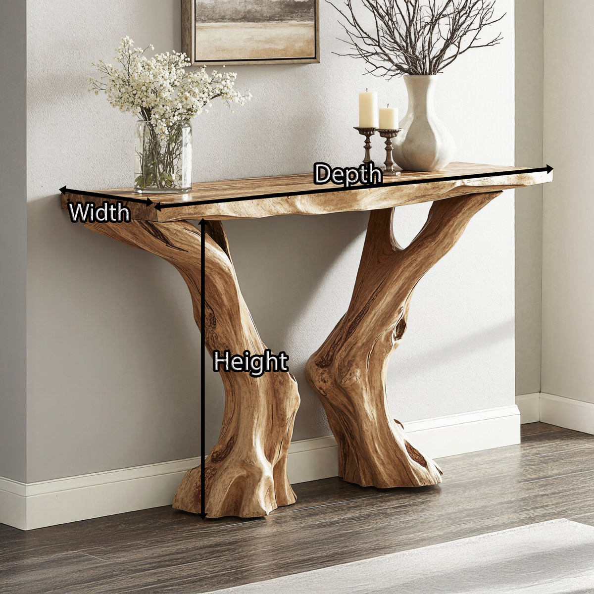 Live Edge Rustic Wood Console Table For Stunning Entryways