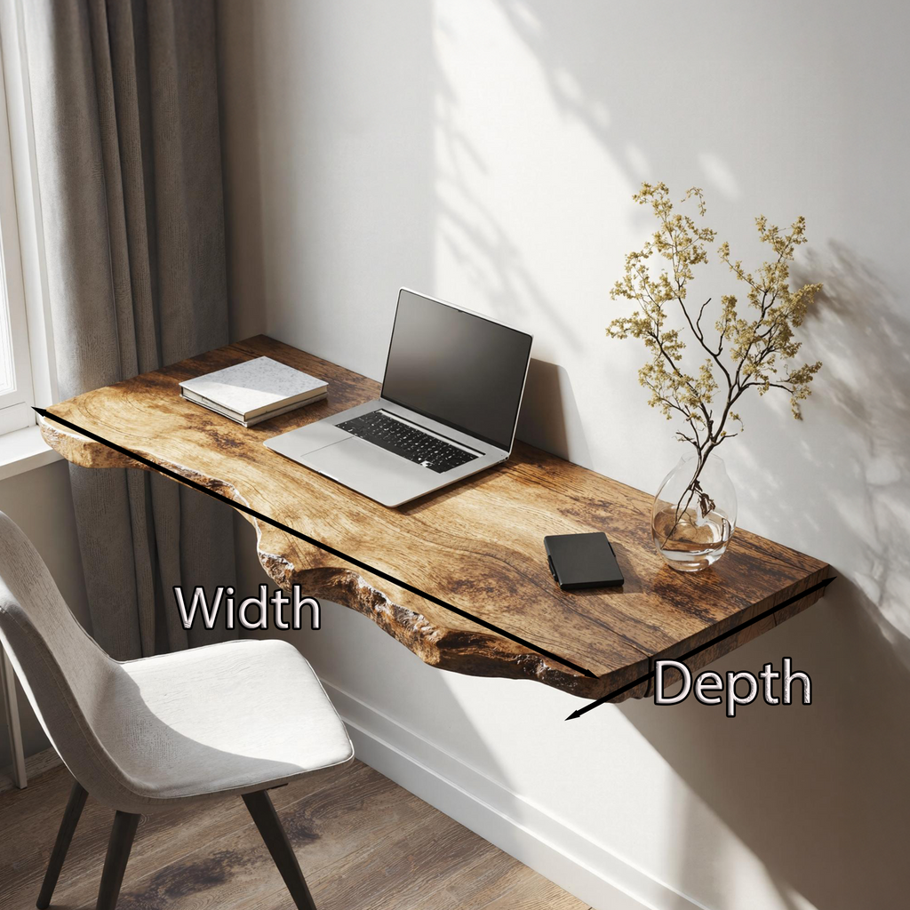 Farmhouse Solid Wood Floating Desk For Organic Living Room Design