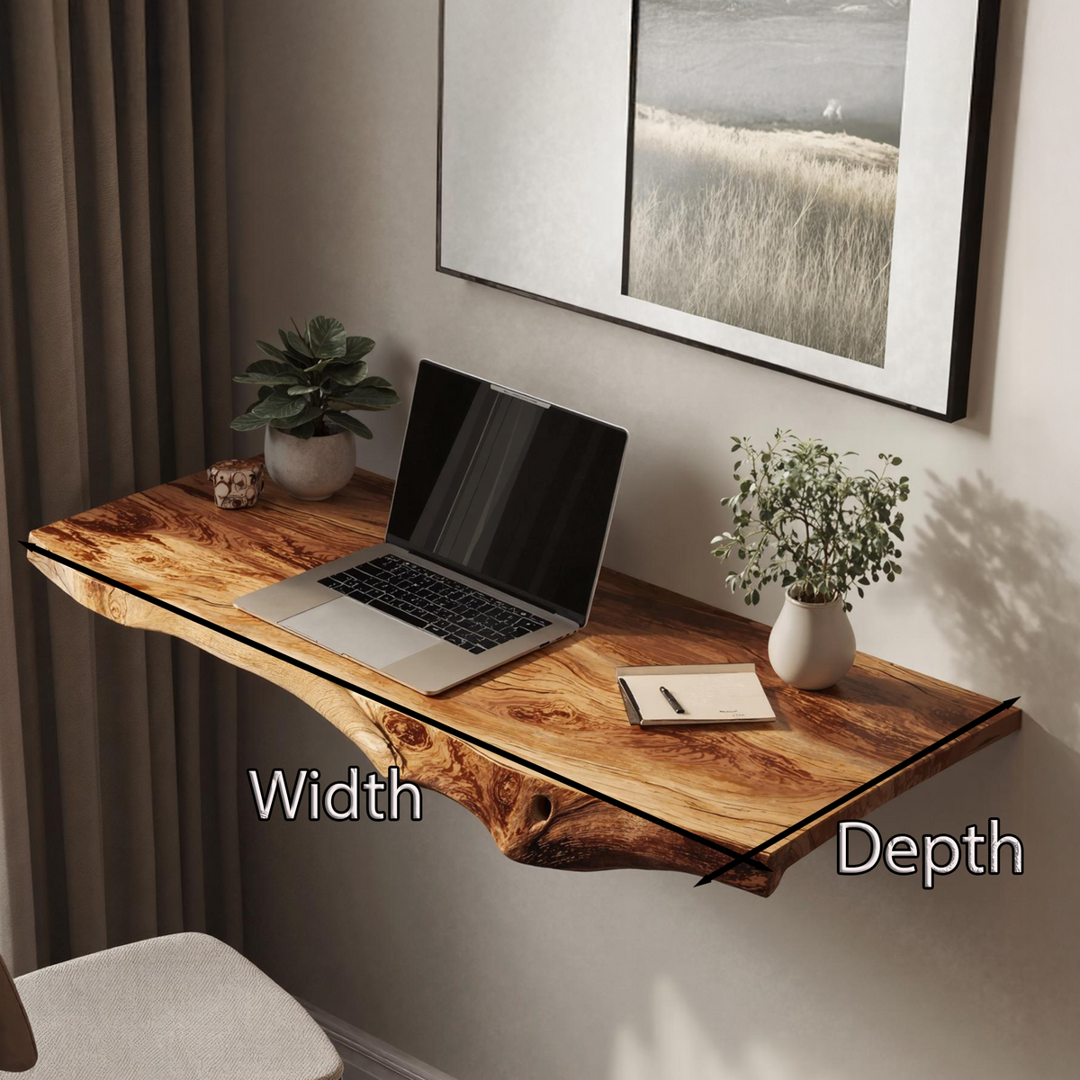 Farmhouse Solid Wood Floating Desk For Relaxed Home Environment