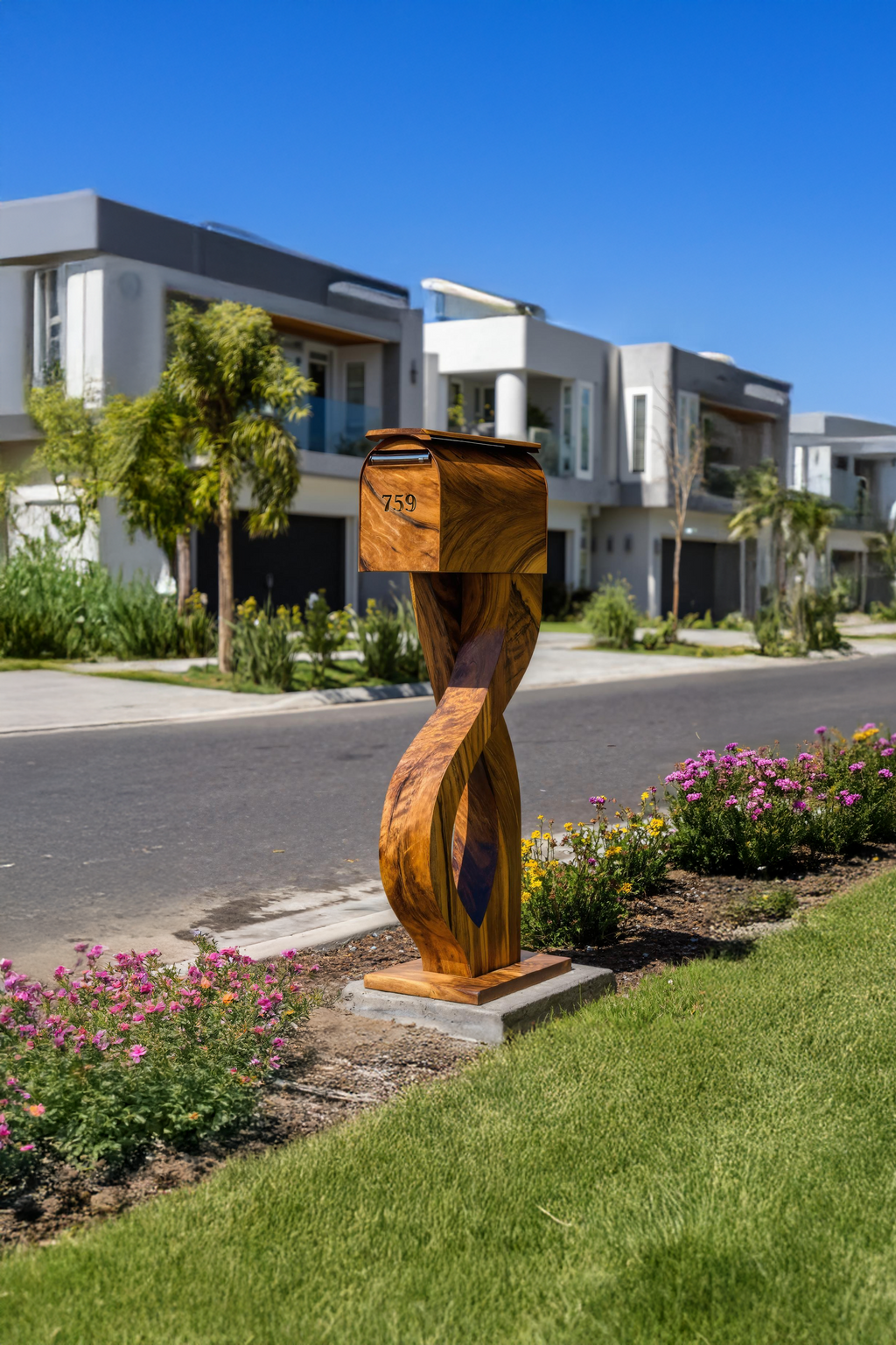 Handcrafted Wooden Sculpture Mailbox For Outdoor Patio Design