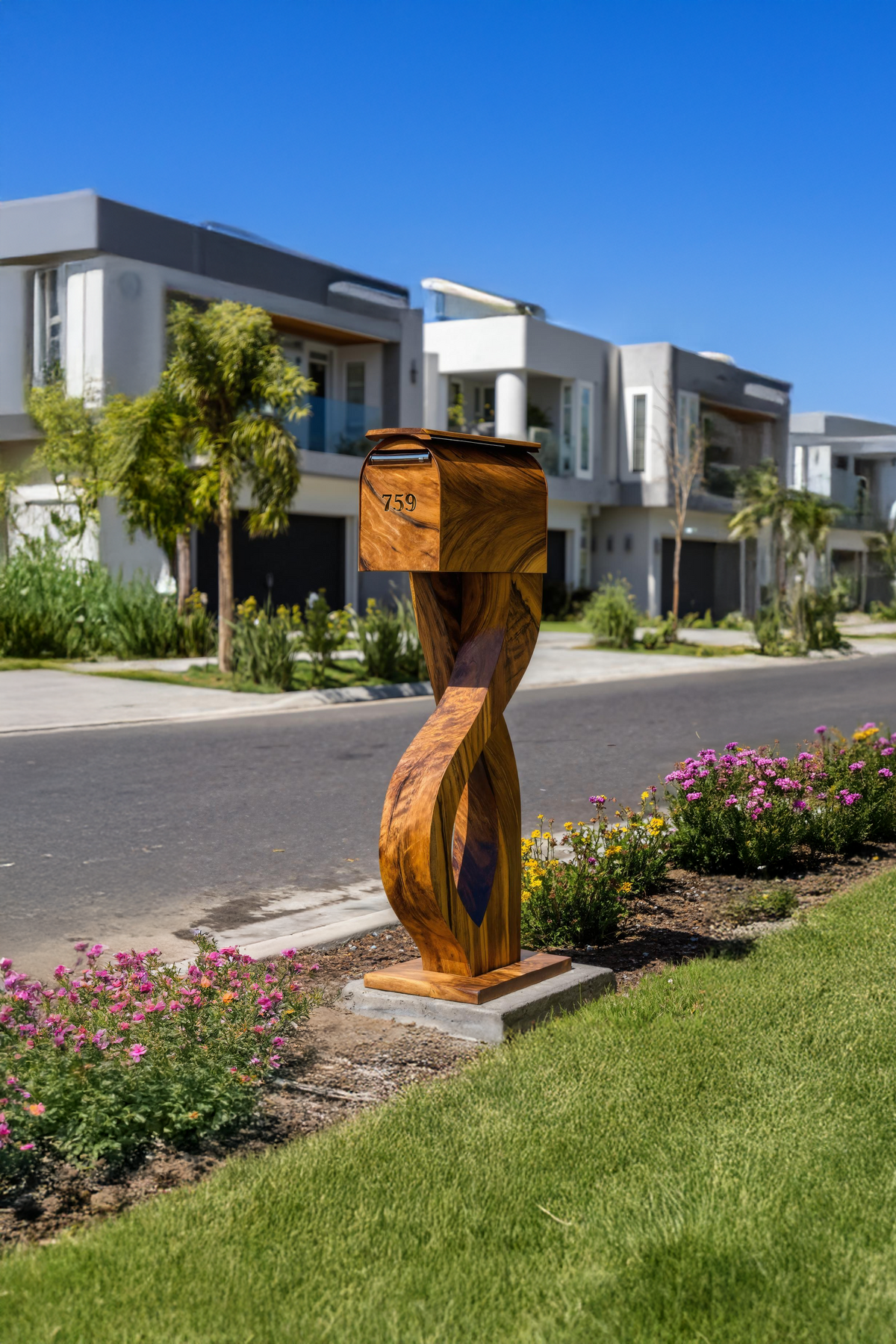 Handcrafted Wooden Sculpture Mailbox For Outdoor Patio Design