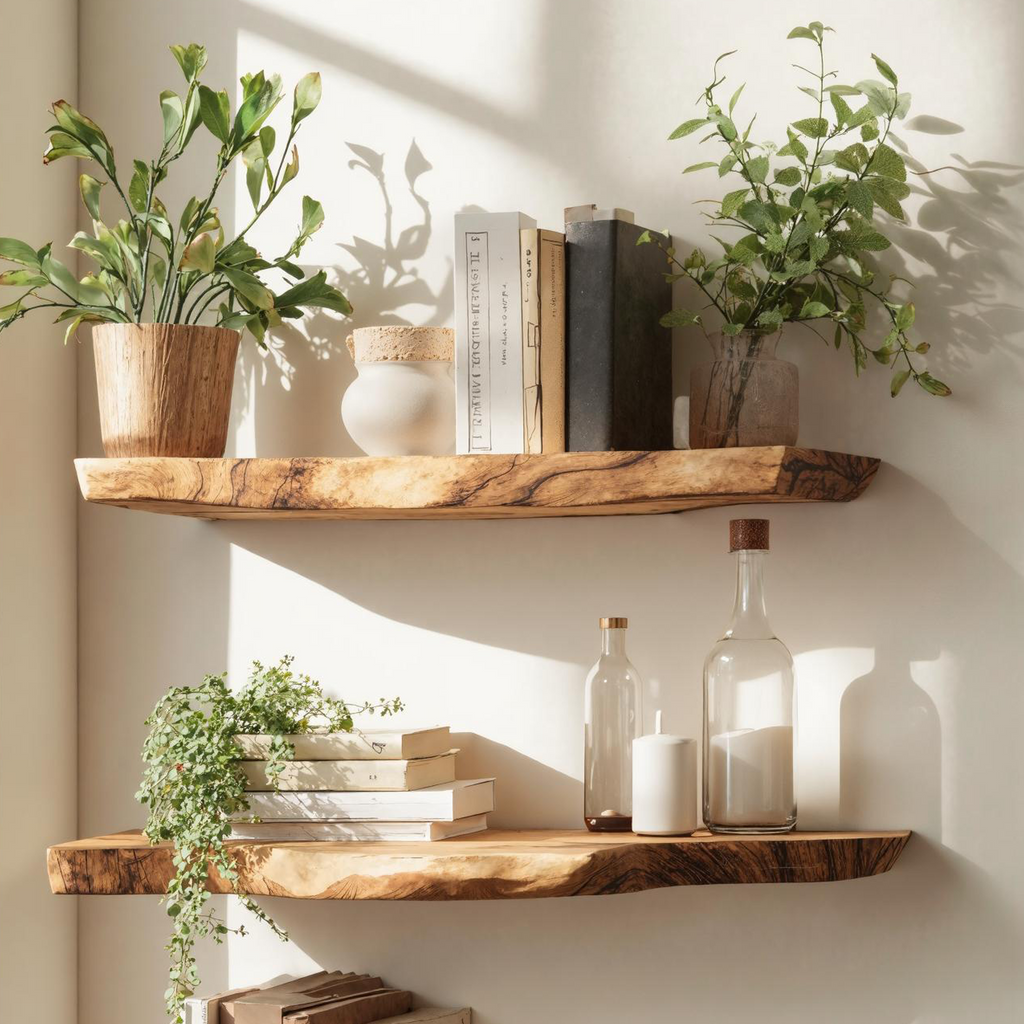 Handcrafted Live Edge Floating Bookshelf Furniture Decor